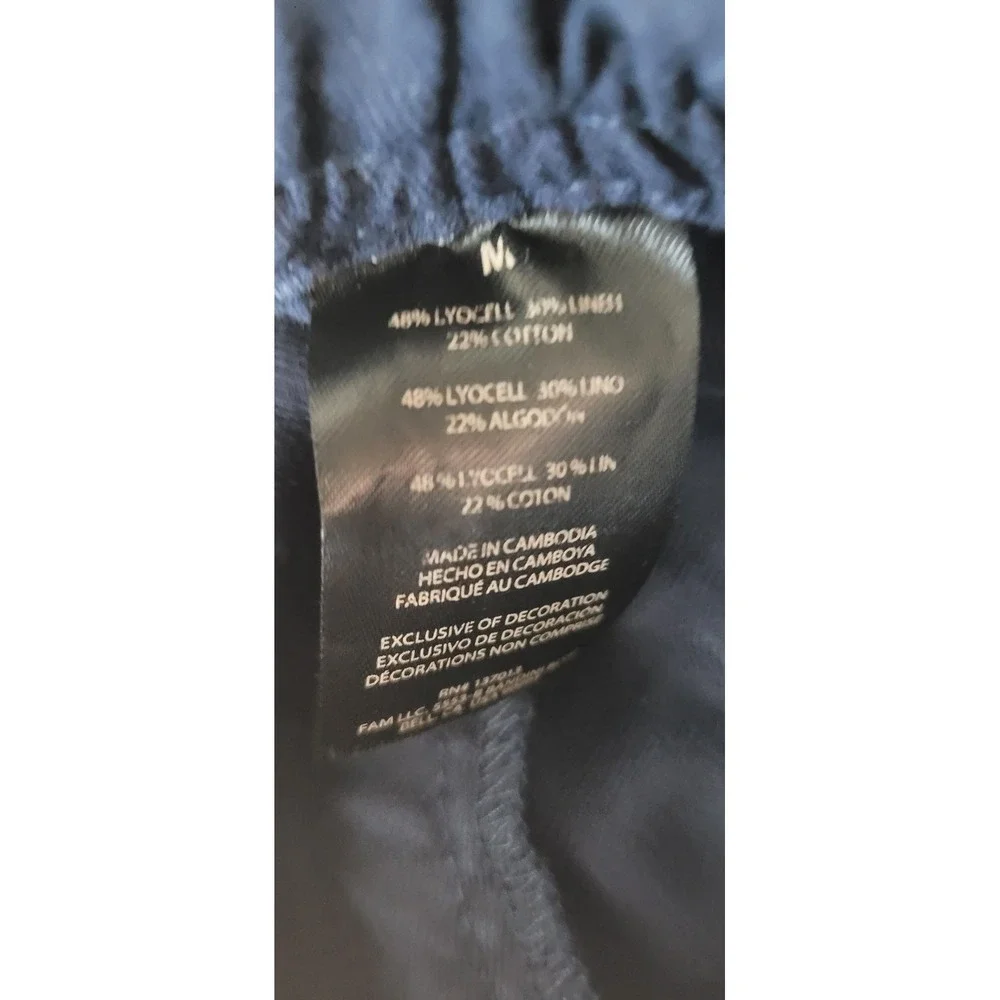 Banana Republic‎ Women's Pants Size M Navy Lyocell Linen Cotton Cropped